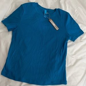 Skims Cotton Rib T Shirt size L color Mykonos Blue